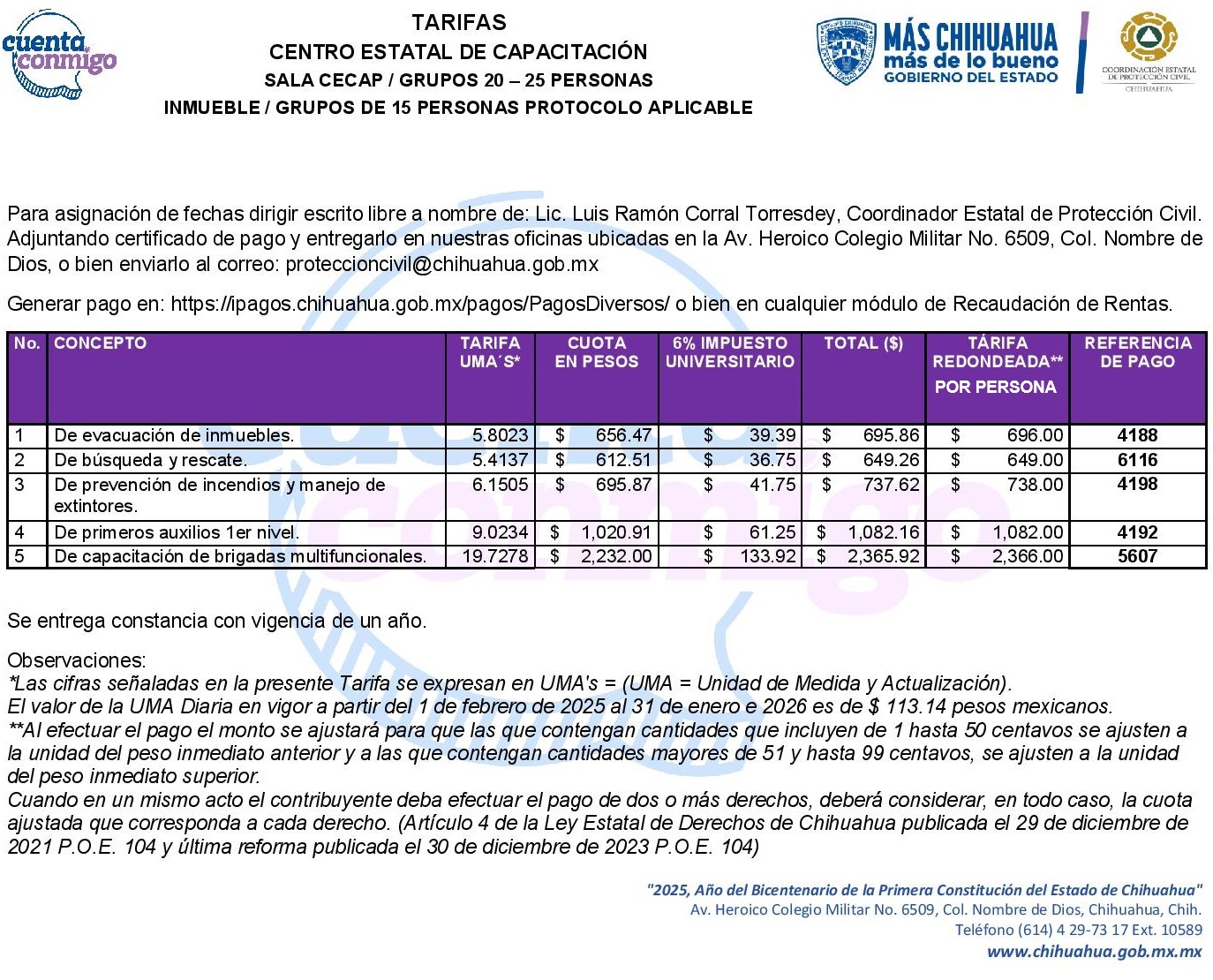 TARIFAS CECAP