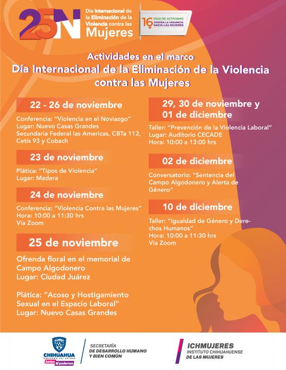 Invita ICHMUJERES a apoyar actividades del Día Internacional de la  Eliminación de la Violencia contra las Mujeres | Portal Gubernamental del  Estado de Chihuahua