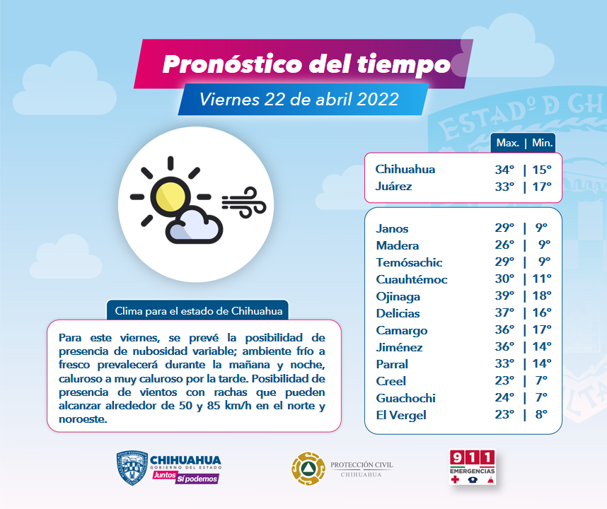 Emite Protección Civil Estatal aviso preventivo por fuertes vientos y  presencia de lluvias este fin de semana | Portal Gubernamental del Estado  de Chihuahua