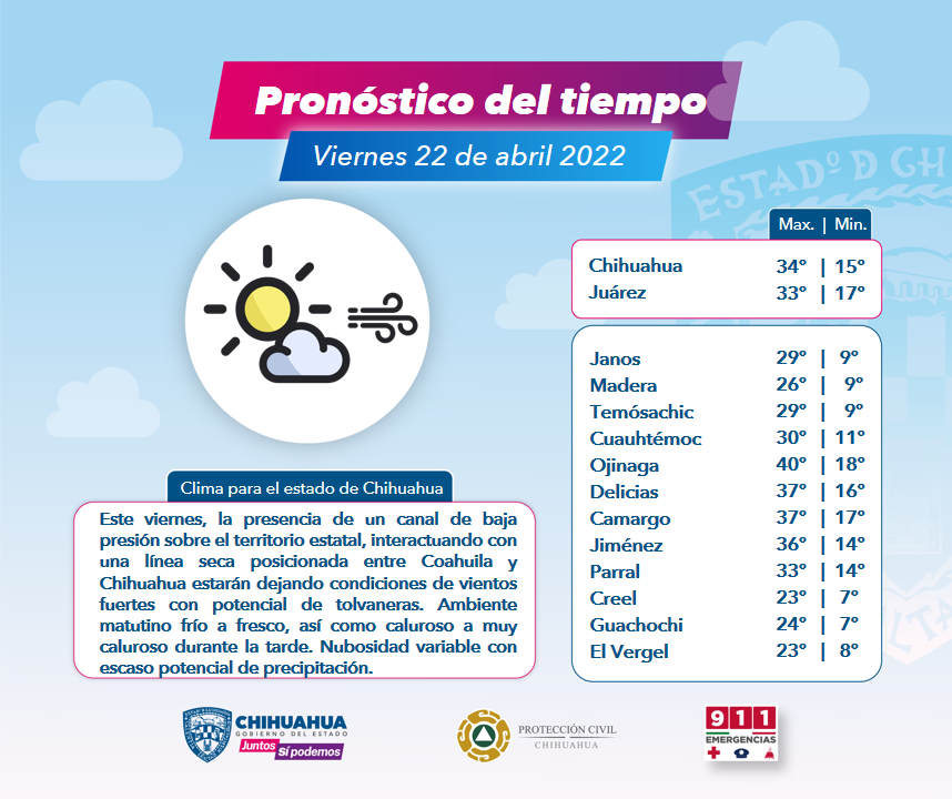 Emite Protección Civil Estatal aviso preventivo por fuertes vientos y  presencia de lluvias este fin de semana | Portal Gubernamental del Estado de  Chihuahua