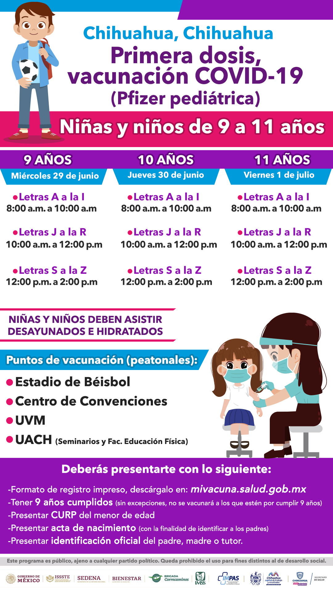 Invita Secretaría de Salud a vacunar contra COVID-19 a menores de 9 a 11  años | Portal Gubernamental del Estado de Chihuahua