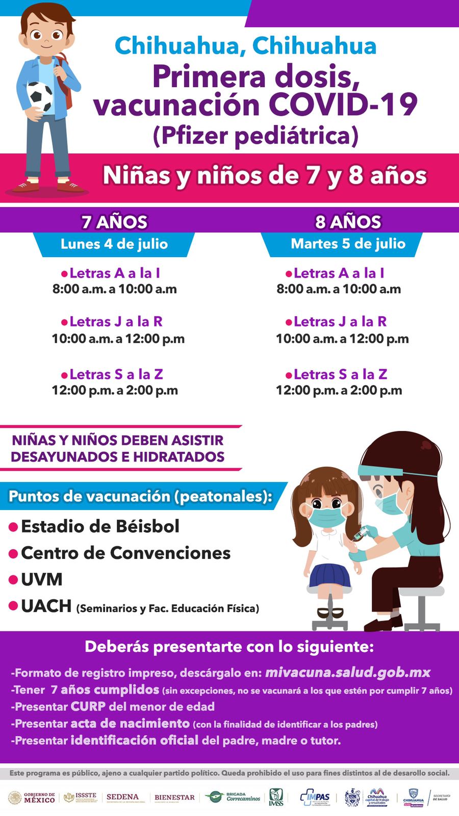 Invita Secretaría de Salud a vacunar contra COVID-19 a menores de 7 y 8  años | Portal Gubernamental del Estado de Chihuahua