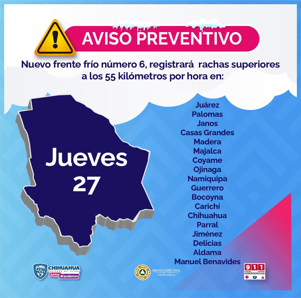 Alerta Protección Civil Estatal ante fuertes vientos y posibles heladas en  la zona serrana | Portal Gubernamental del Estado de Chihuahua