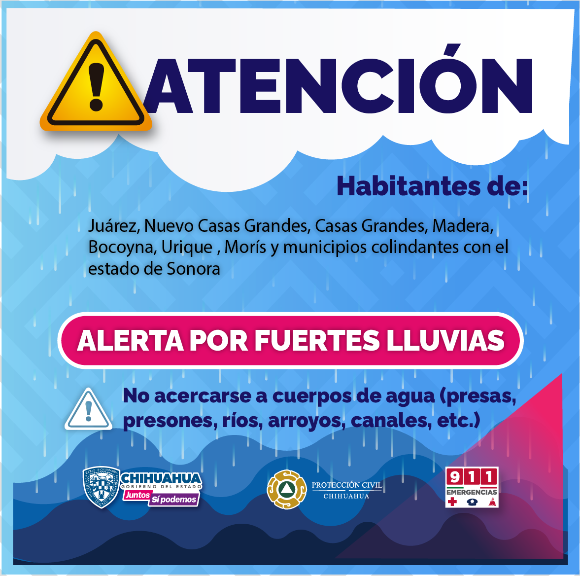 Inicia semana con lluvias y fuertes rachas de vientos en diferentes zonas  del estado; CEPC emite recomendaciones | Portal Gubernamental del Estado de  Chihuahua