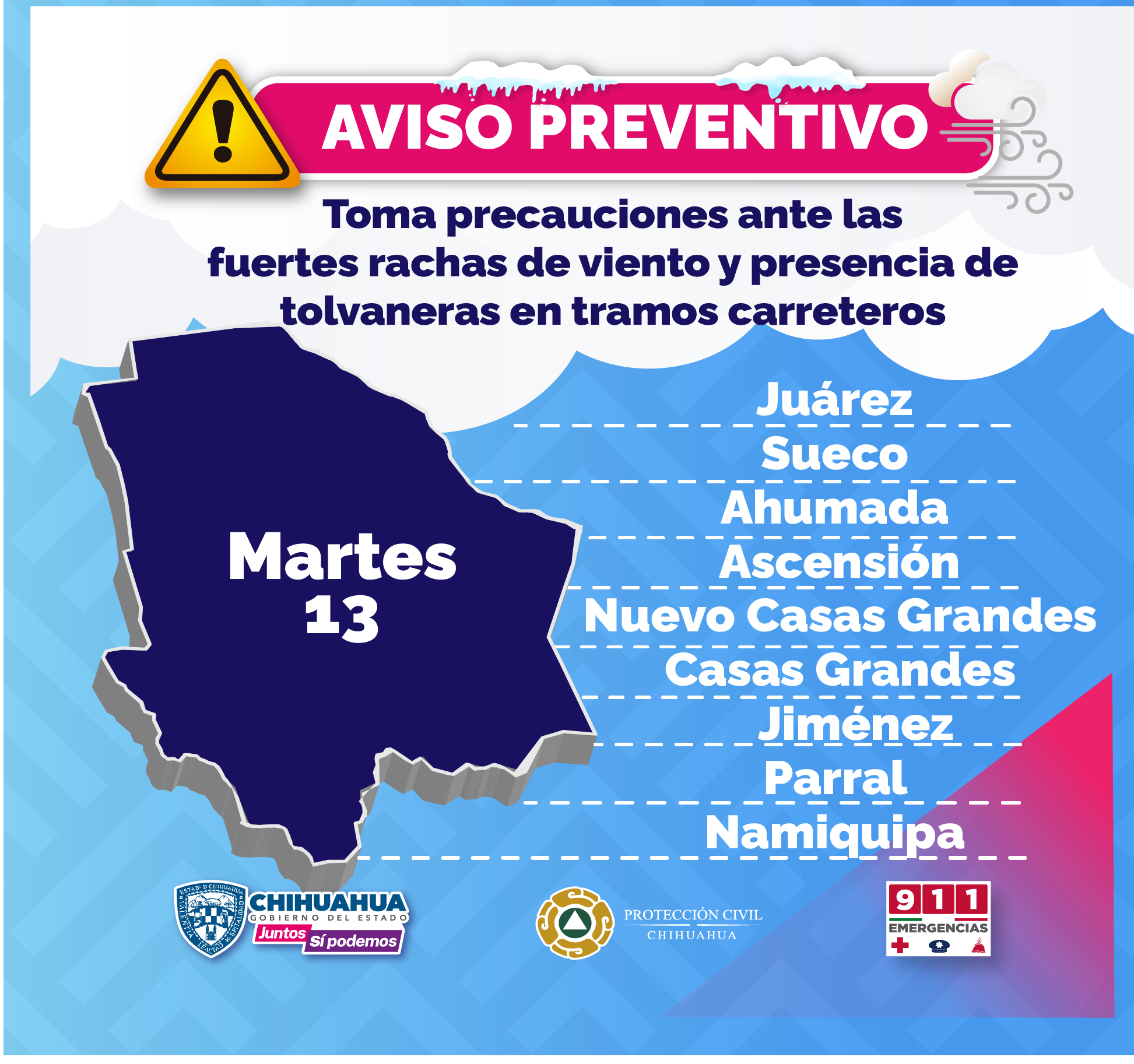 Mantiene Protección Civil Estatal alerta amarilla por fuertes rachas de  viento en el estado | Portal Gubernamental del Estado de Chihuahua