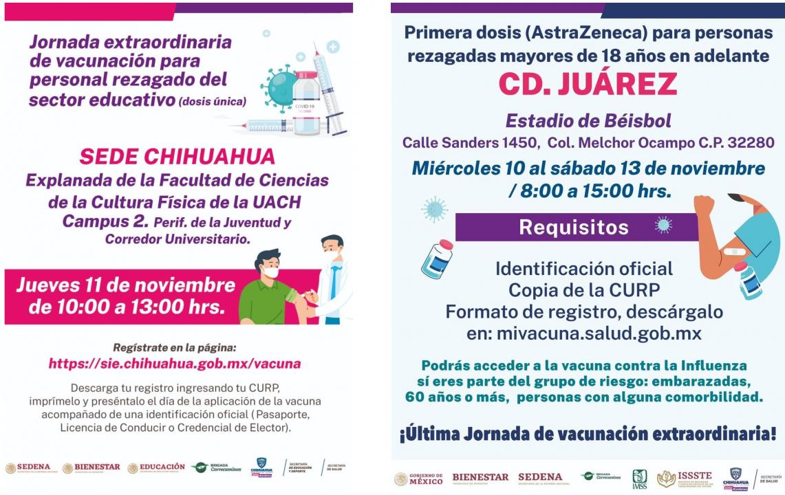 Anuncian jornada extraordinaria de vacunación para personal rezagado del  sector educativo | Portal Gubernamental del Estado de Chihuahua