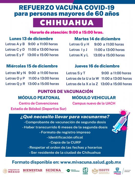 Arranca en Chihuahua vacunación de refuerzo contra COVID-19 para adultos  mayores | Portal Gubernamental del Estado de Chihuahua