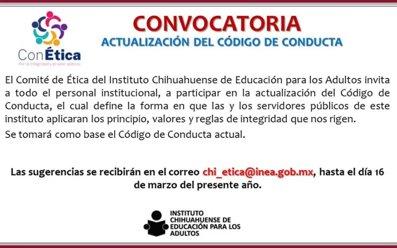 Convocatoria para actualizar el código de conducta ICHEA